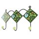 Forest Green Floral Ceramic Tile Wall Hook